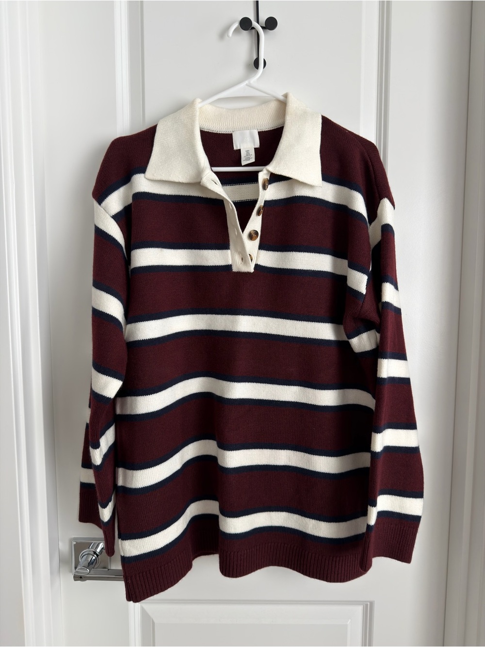 H&M Burgundy Polo Sweater